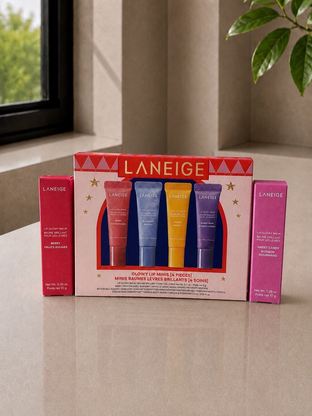 LANEIGE Lip Glowy Balm Bundle Berry Sweet Candy + 4pc Mini Set